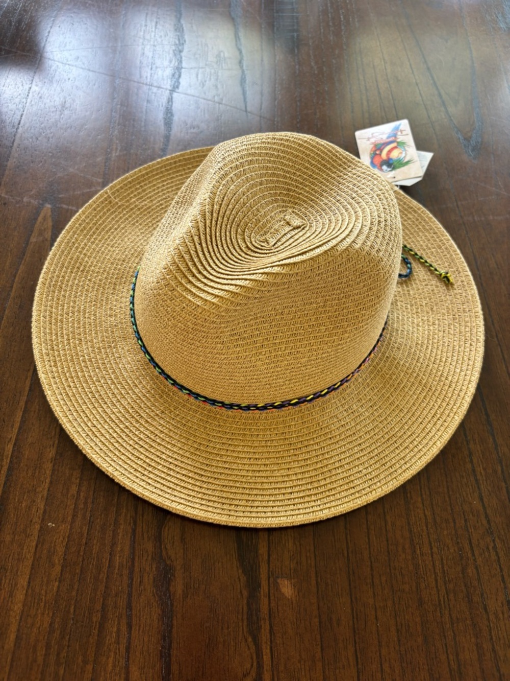 Panama Jack Straw Sun Hat with Multicolor Braided Band